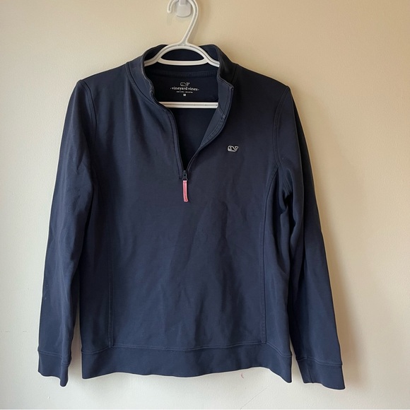Vineyard Vines Tops - Vineyard Vines women’s navy 1/4 zip Pullover size Medium 100% cotton